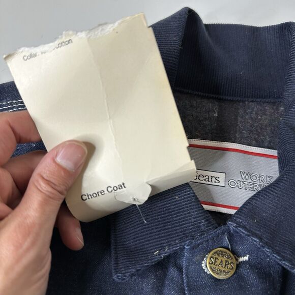 Vtg Sears Work Outerwear Blanket Lined Denim Chore Coat Mens XL Jacket 80s Union - Picture 14 of 16